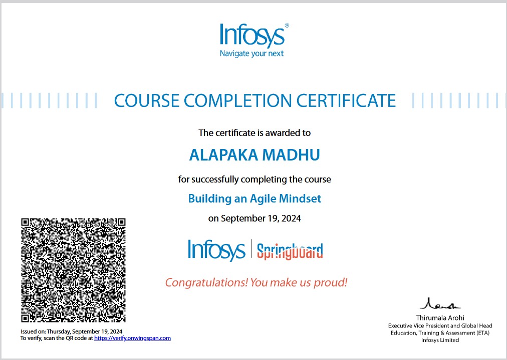 Agile Mindset Certificate